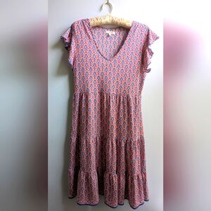 EUC.....Max Studio Flutter Sleeved Tiered Dress Size M